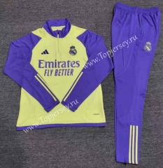 2023-2024 Real Madrid Yellow&Blue Thailand Soccer Tracksuit
