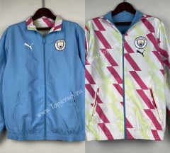 (S-3XL) 2024-2025 Manchester City Blue&White  Double-Sided Wear Thailand Trench Coats-0255