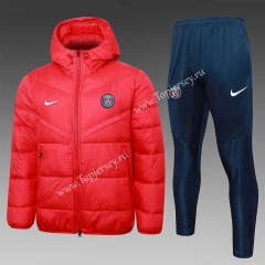 2023-2024 Paris SG Red Thailand Soccer Cotton Coat Uniform With Hat-815