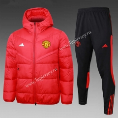 2023-2024 Manchester United Red Thailand Soccer Cotton Coat Uniform With Hat-815