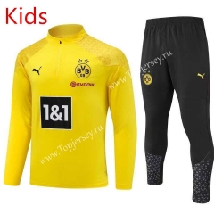 2023-2024 Borussia Dortmund Yellow Kids/Youth Soccer Tracksuit-815