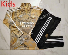 2023-2024 Real Madrid Light Yellow Kids/Youth Soccer Tracksuit-815