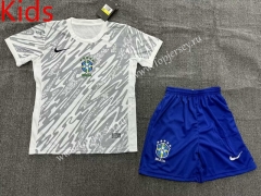 2024-2025 Brazil Gray&White Kid/Youth Soccer Uniform-1506