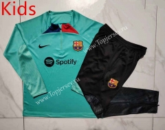 2023-2024 Barcelona Light Green Kid-Youth Soccer Tracksuit -815