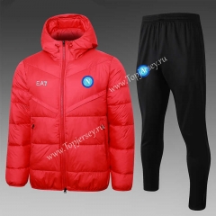 2023-2024 Napoli Red Thailand Soccer Cotton Coat Uniform With Hat-815