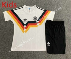 Retro Version 1990 Germany Home White Kids/Youth Soccer Uniform-7809
