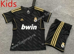 Retro Version 11-12 Real Madrid Away Black Kids/Youth Soccer Uniform-7809