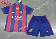 Retro Version 14-15 Barcelona Home Red&Blue Kid/Youth Soccer Uniform-8679