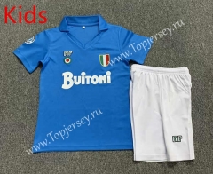 Retro Version 87-88 Napoli Home Blue Kids/Youth Soccer Uniform-7809