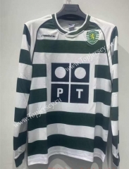 Retro Version 01-03 Sporting Clube de Portugal Club White&Green LS Thailand Soccer Jersey AAA-9268
