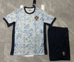 (Without Brand Logo) 2024-2025 Portugal Away Blue&White Soccer Uniform-9031