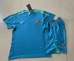 2024-2025 Portugal Light Blue Short-Sleeved Thailand Soccer Tracksuit-815