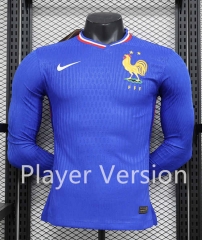 Player Version 2024-2025 France Home Blue LS Thailand Soccer Jersey AAA-888