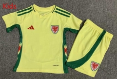 2024-2025 Wales Away Yellow Kids/Youth Soccer Uniform-GB