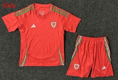 2024-2025 Wales Home Red Kids/Youth Soccer Uniform-GB