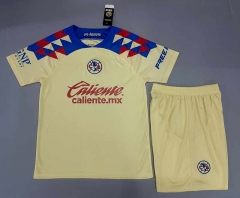 (Without Brand Logo) 2023-2024 Club America Home Yellow Soccer Uniform-9031