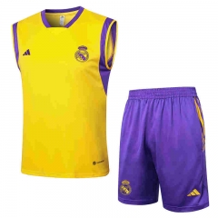 2024-2024 Real Madrid Yellow Thailand Soccer Vest Tracksuit -815