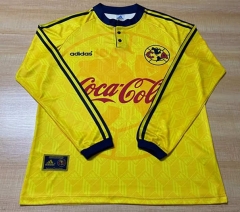 Retro Version 1998-1999 Club America Home Yellow LS Thailand Soccer Jersey AAA-6895