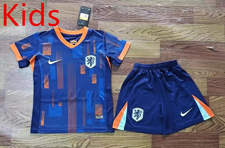 2024-2025 Netherlands Away Blue Kids/Youth Soccer Uniform-709