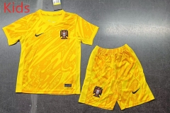 2024-2025 Portugal Goalkeeper Yellow Kids/Youth Soccer Uniform