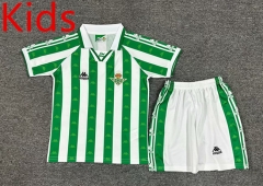 Retro Version 95-97 Real Betis Home White&Green Kid/Youth Soccer Unifrom-7809