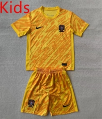 2024-2025 Portugal Goalkeeper Yellow Kids/Youth Soccer Uniform-AY