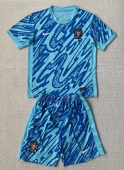 2024-2025 Portugal Goalkeeper Laker Blue Soccer Uniform-AY