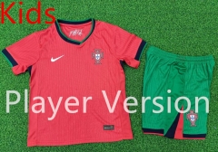 Player Version 2024-2025 Portugal Home Red Kids/Youth Soccer Uniform-9926