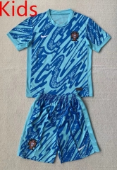 2024-2025 Portugal Goalkeeper Laker Blue Kids/Youth Soccer Uniform-AY