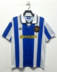 Retro Version 94-96 Manchester United 2nd Away Blue&White Thailand Soccer Jersey AAA-811