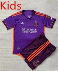 2024-2025 Houston Dynamo Away Purple Kids/Youth Soccer Uniform-AY