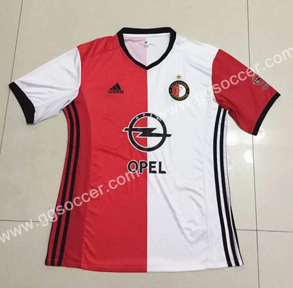  2016/17 Feyenoord Rotterdam Home Red and White Thailand Soccer Jersey