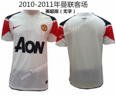 Without Chest Letters Retro Version 2010-2011 Manchester United Away White Thailand Soccer Jersey AAA