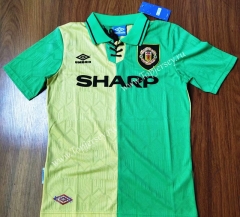 Retro Version 1992-1994 Manchester United Yellow&Green Thailand Soccer Jersey AAA-912
