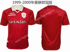 Retro Version 1999-2000 Manchester United Home Red Thailand Soccer Jersey AAA