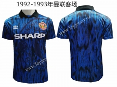 Retro Version 1992-1993 Manchester United Away Blue Thailand Soccer Jersey AAA