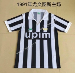 Retro Version 1991 Juventus Home Black&White Thailand Soccer Jersey-DG