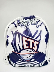 Brooklyn Nets White Basketball Drawstring Bag