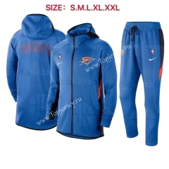 2020-2021 NBA Oklahoma City Thunder Blue Jacket Uniform With Hat-815