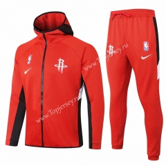 2020-2021 NBA Houston Rockets Red Jacket Uniform With Hat-815