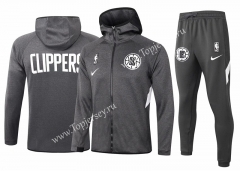 2020-2021 NBA Los Angeles Clippers Gray Jacket Uniform With Hat-815
