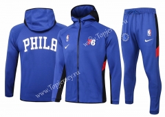 2020-2021 NBA Philadelphia 76ers Camouflage Blue Jacket Uniform With Hat-815