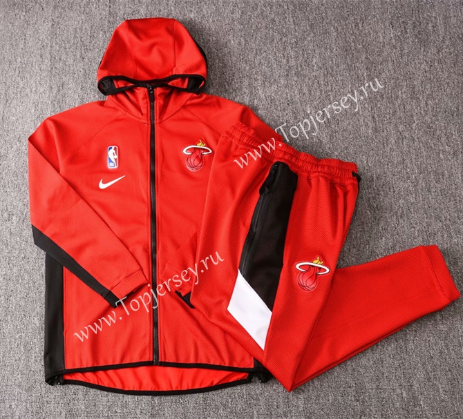 2020-2021 NBA Miami Heat Red Jacket Uniform With Hat-815,Miami Heat
