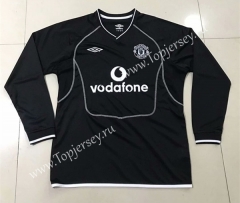 Retro Version 2000 Manchester United Away Black LS Thailand Soccer Jersey AAA-SL