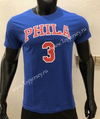 Philadelphia 76ers Blue #3 (IVERSON) NBA Cotton T-shirt