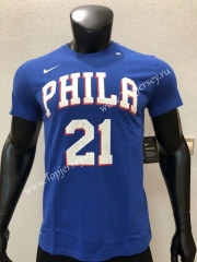 Philadelphia 76ers Blue #21 NBA Cotton T-shirt