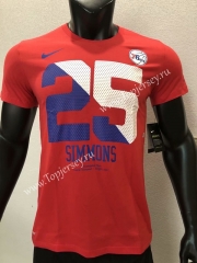 Philadelphia 76ers Red #25 NBA Cotton T-shirt