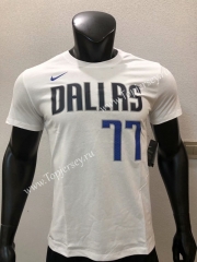 Dallas Mavericks White #77 NBA Cotton T-shirt