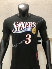 Philadelphia 76ers Black #3 (IVERSON) NBA Cotton T-shirt