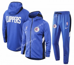 2020-2021 NBA Los Angeles Clippers Camouflage Blue Jacket Uniform With Hat-815